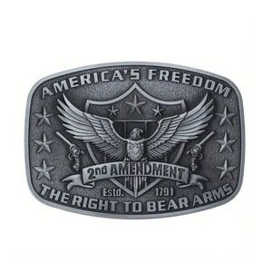 America's Freedom 2nd Amendment Belt Buckle - Silver - New